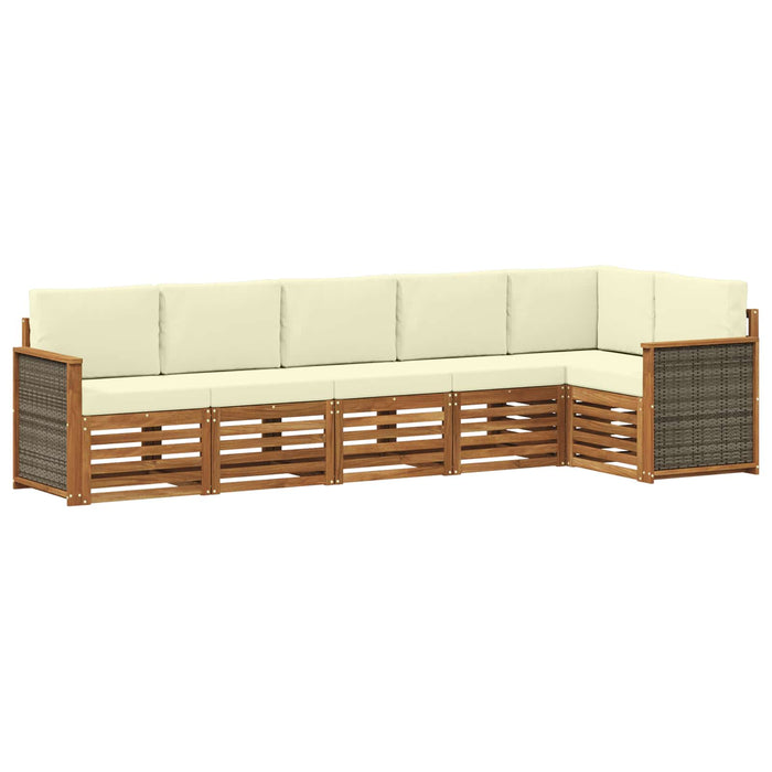 Set canapea sectională cu pernă 5 pcs Natural și Crem WALTI