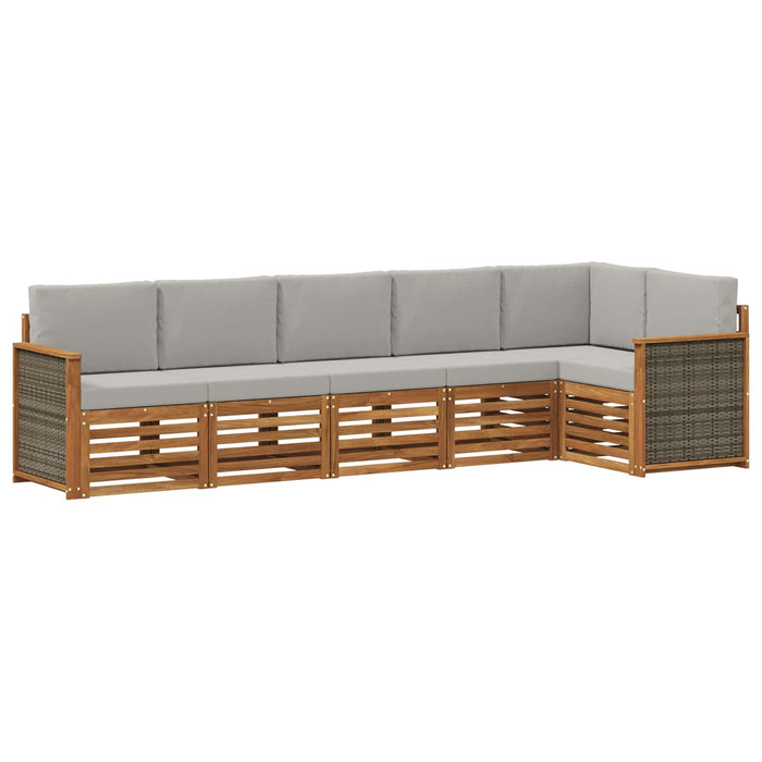 Set canapea sectională cu pernă 5 pcs Natural și gri deschis WALTI