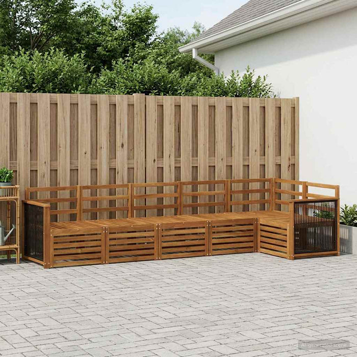 Set canapea sectională 5 pcs natural Lemn Solid de Acacia WALTI