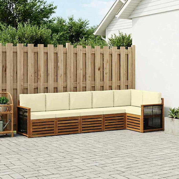 Set canapea sectională cu pernă 5 pcs Natural și Crem WALTI