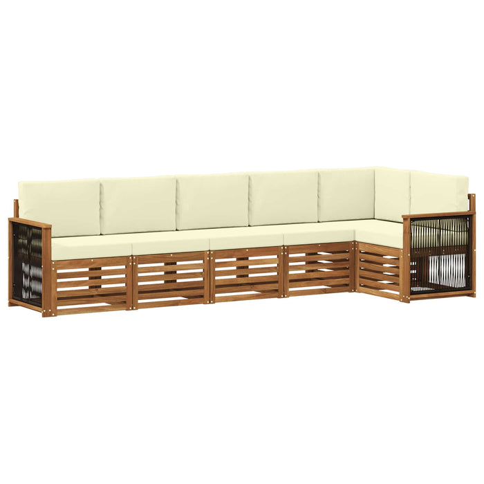 Set canapea sectională cu pernă 5 pcs Natural și Crem WALTI