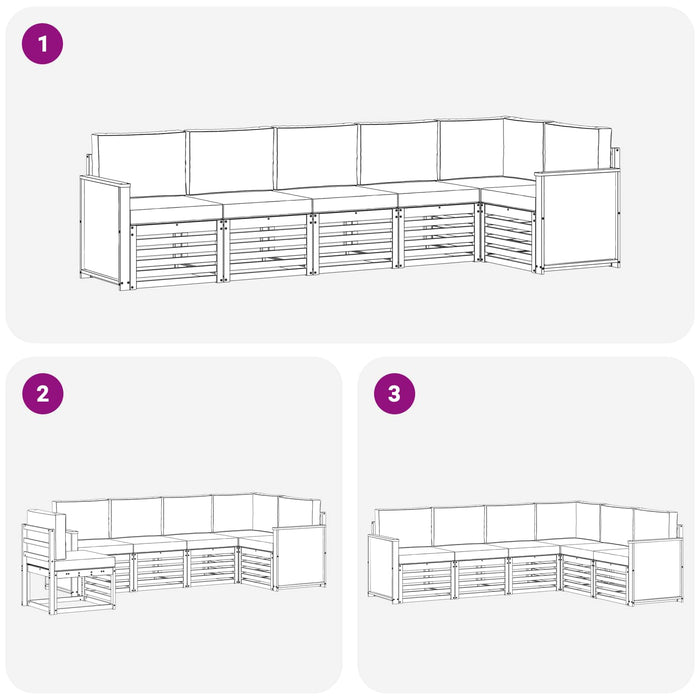 Set canapea sectională cu pernă 5 pcs Natural și Crem WALTI