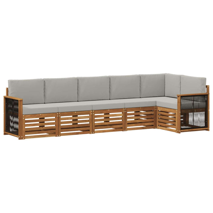 Set canapea sectională cu pernă 5 pcs Natural și gri deschis WALTI