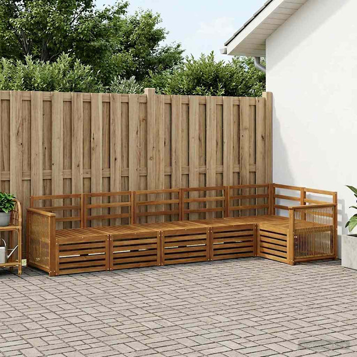 Set canapea sectională 5 pcs natural Lemn Solid de Acacia WALTI
