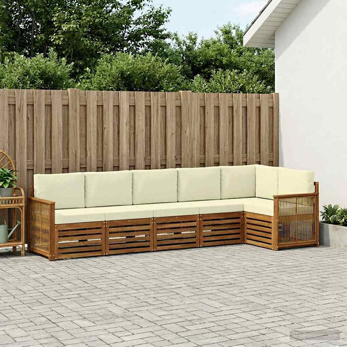 Set canapea sectională cu pernă 5 pcs Natural și Crem WALTI