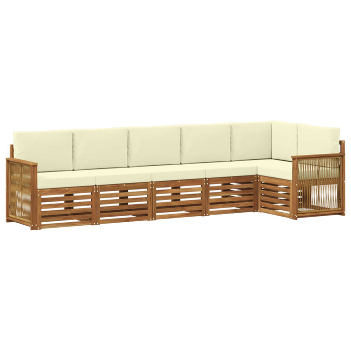 Set canapea sectională cu pernă 5 pcs Natural și Crem WALTI