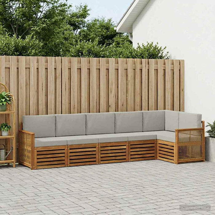 Set canapea sectională cu pernă 5 pcs Natural și gri deschis WALTI