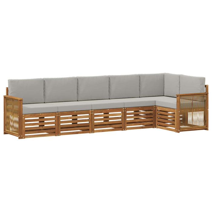 Set canapea sectională cu pernă 5 pcs Natural și gri deschis WALTI