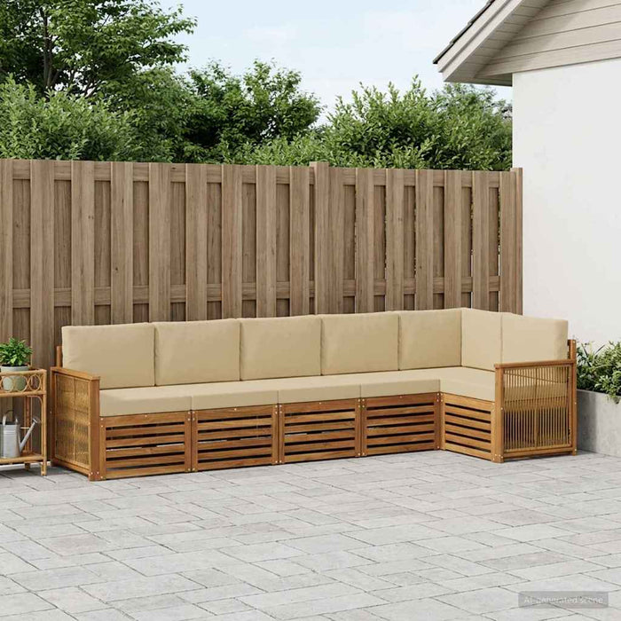Set canapea sectională cu pernă 5 pcs natural WALTI