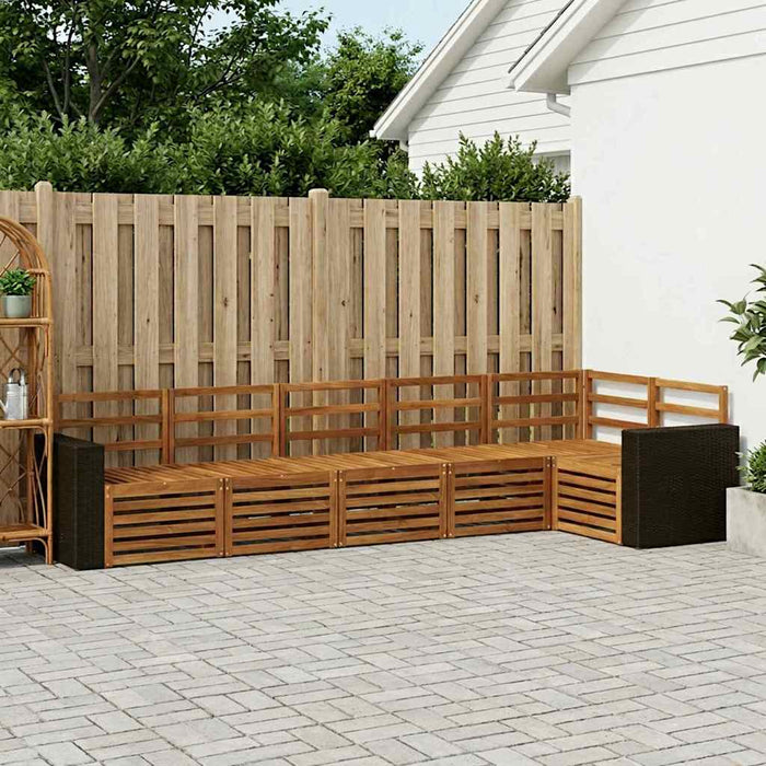 Set canapea sectională 6 pcs natural Lemn Solid de Acacia WALTI