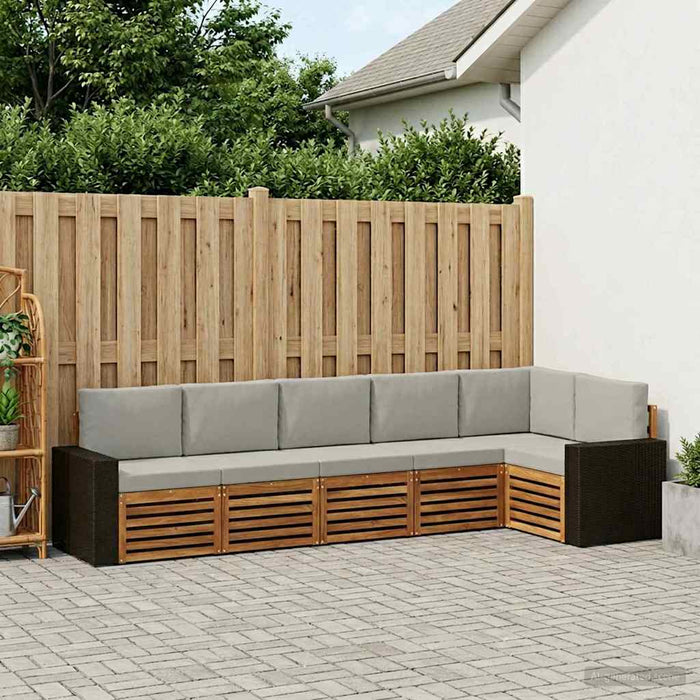 Set canapea sectională cu pernă 6 pcs Natural și gri deschis WALTI