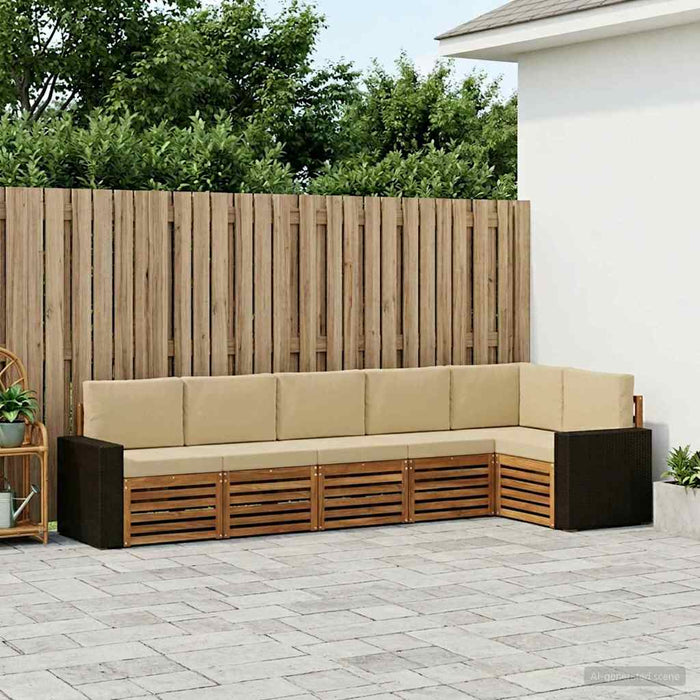 Set canapea sectională cu pernă 6 pcs Natural și Bej WALTI