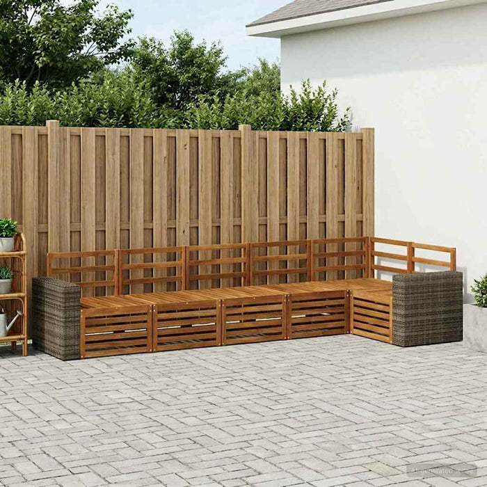 Set canapea sectională 6 pcs natural Lemn Solid de Acacia WALTI