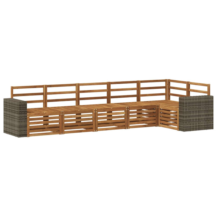 Set canapea sectională 6 pcs natural Lemn Solid de Acacia WALTI