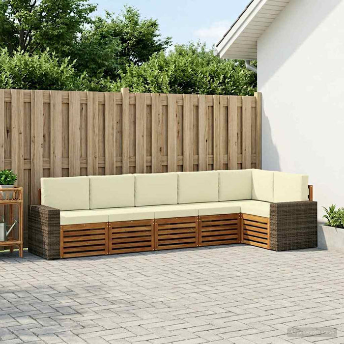 Set canapea sectională cu pernă 6 pcs Natural și Crem WALTI