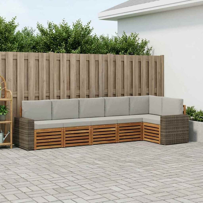 Set canapea sectională cu pernă 6 pcs Natural și gri deschis WALTI