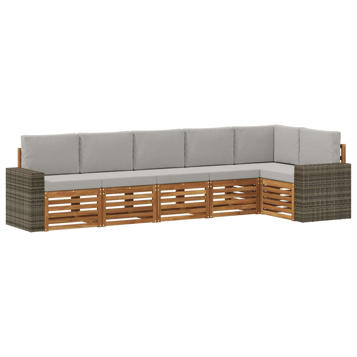 Set canapea sectională cu pernă 6 pcs Natural și gri deschis WALTI