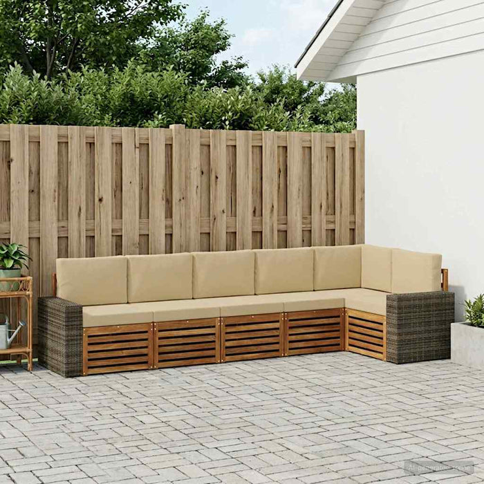 Set canapea sectională cu pernă 6 pcs Natural și Bej WALTI