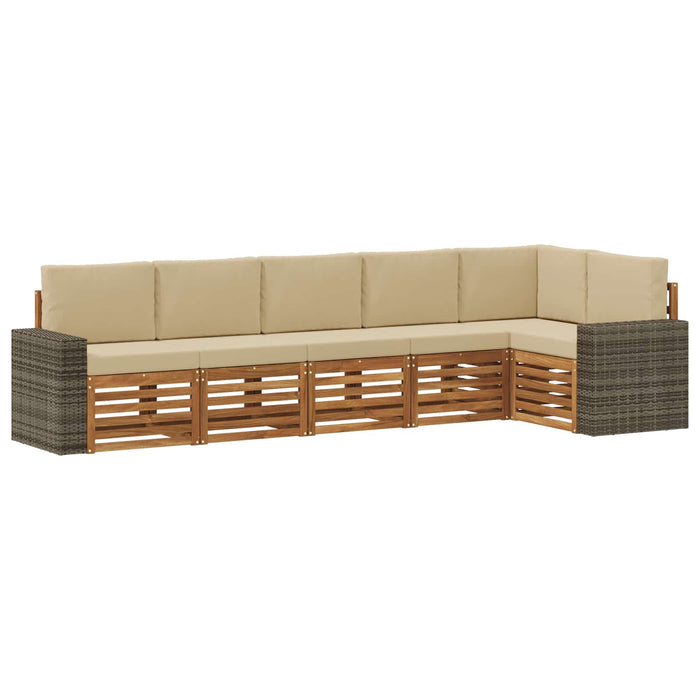 Set canapea sectională cu pernă 6 pcs Natural și Bej WALTI