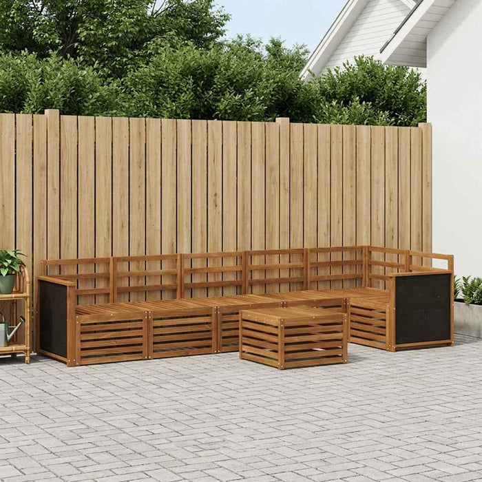 Set canapea sectională 6 pcs natural Lemn Solid de Acacia WALTI