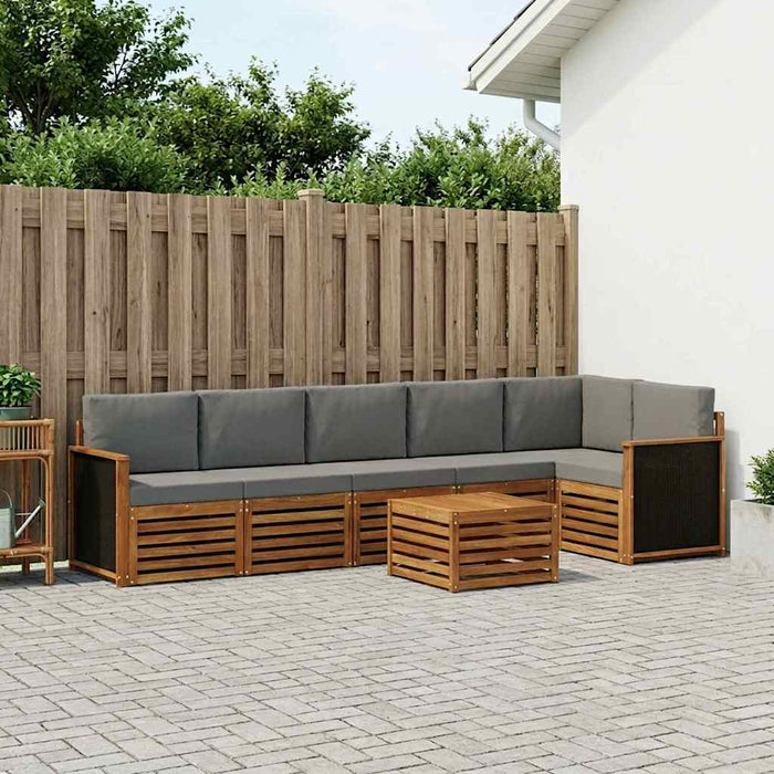 Set canapea sectională cu pernă 6 pcs Natural și gri deschis WALTI