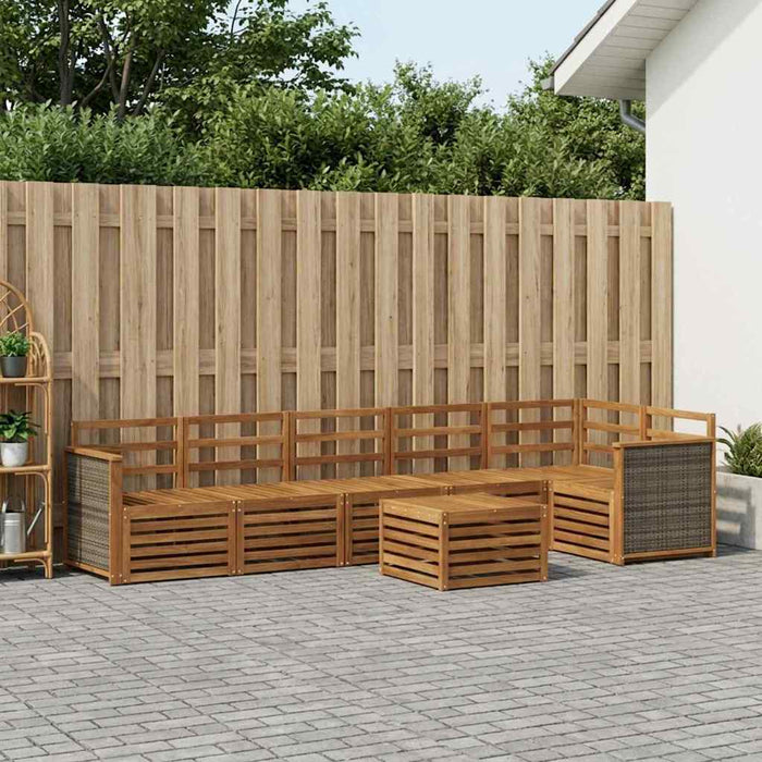 Set canapea sectională 6 pcs natural Lemn Solid de Acacia WALTI