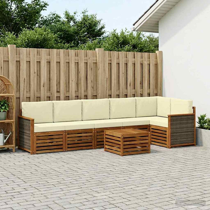 Set canapea sectională cu pernă 6 pcs Natural și Crem WALTI