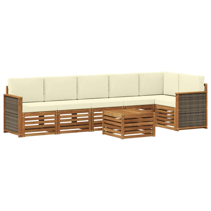 Set canapea sectională cu pernă 6 pcs Natural și Crem WALTI