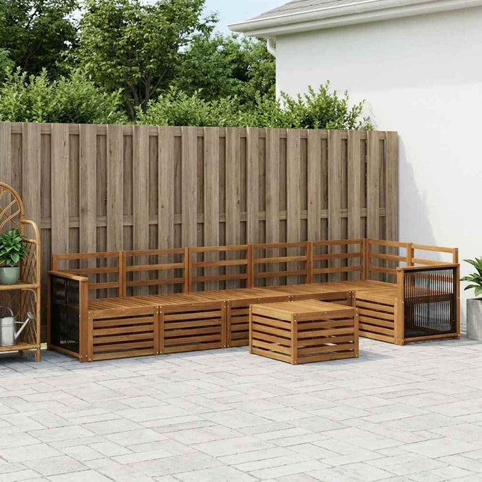 Set canapea sectională 6 pcs natural Lemn Solid de Acacia WALTI