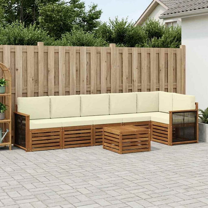 Set canapea sectională cu pernă 6 pcs Natural și Crem WALTI