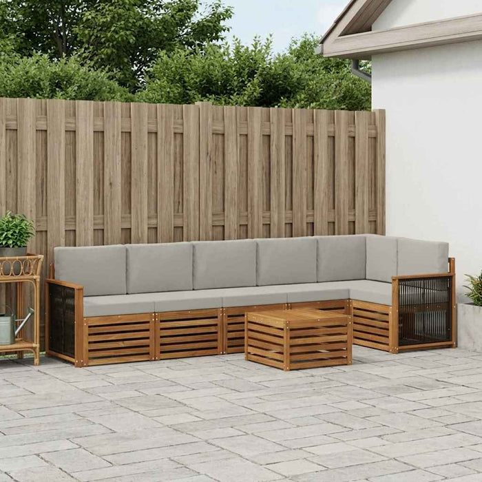 Set canapea sectională cu pernă 6 pcs Natural și gri deschis WALTI