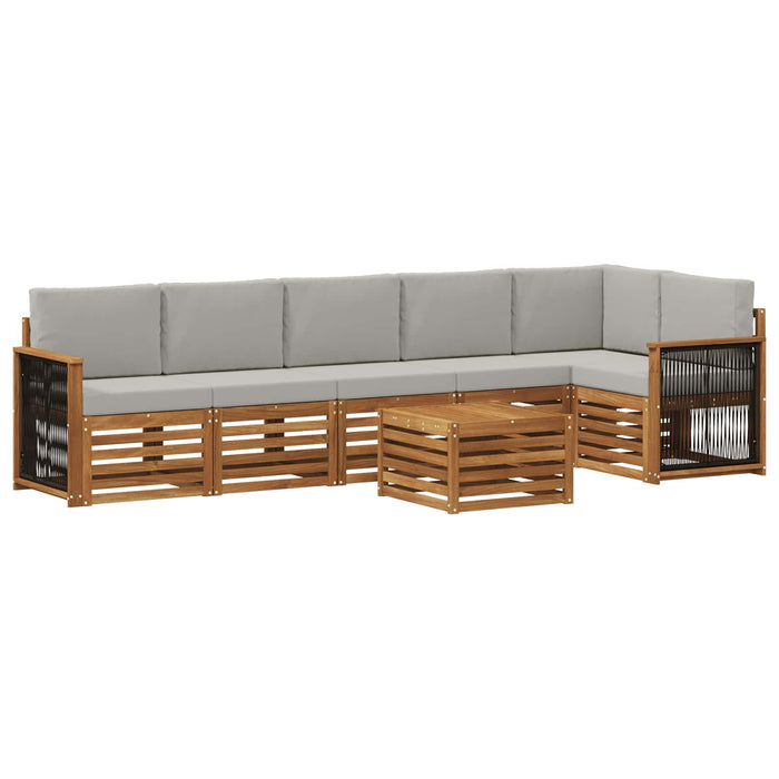 Set canapea sectională cu pernă 6 pcs Natural și gri deschis WALTI