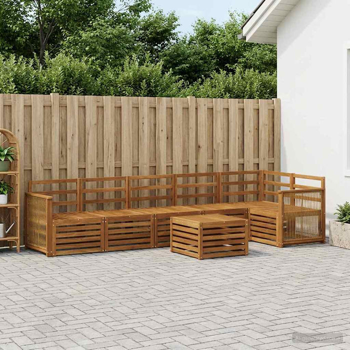 Set canapea sectională 6 pcs natural Lemn Solid de Acacia WALTI