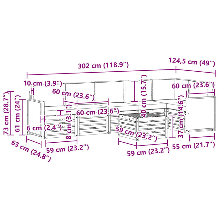 Set canapea sectională cu pernă 6 pcs natural WALTI