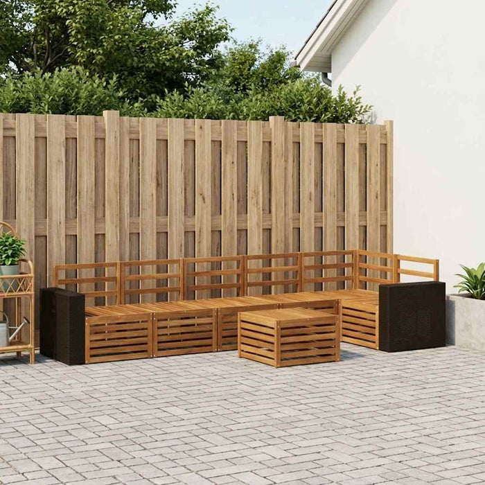 Set canapea sectională 7 pcs natural Lemn Solid de Acacia WALTI