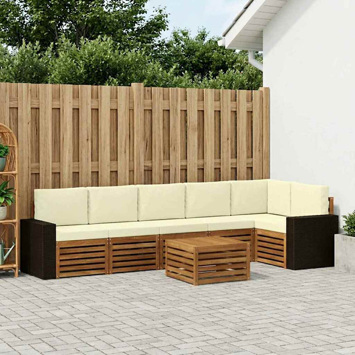Set canapea sectională cu pernă 7 pcs Natural și Crem WALTI