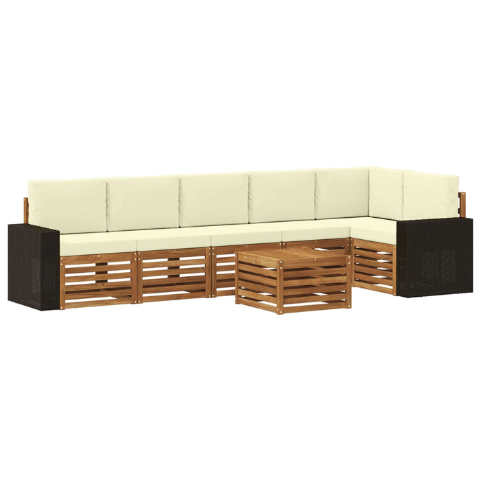Set canapea sectională cu pernă 7 pcs Natural și Crem WALTI