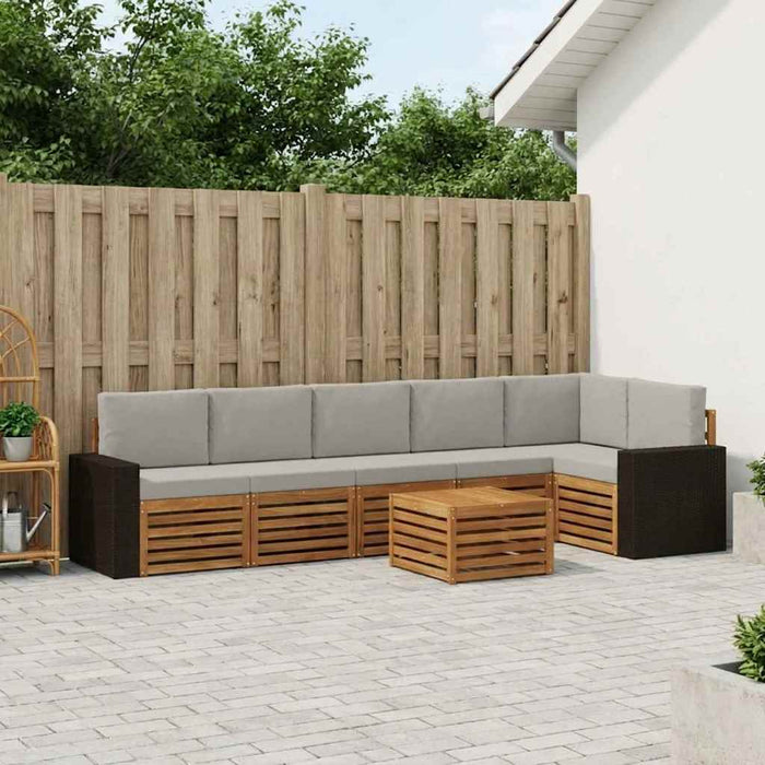 Set canapea sectională cu pernă 7 pcs Natural și gri deschis WALTI