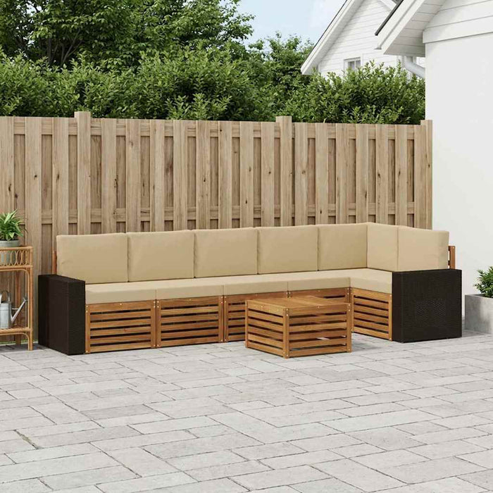 Set canapea sectională cu pernă 7 pcs Natural și Bej WALTI