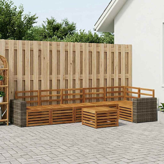 Set canapea sectională 7 pcs natural Lemn Solid de Acacia WALTI