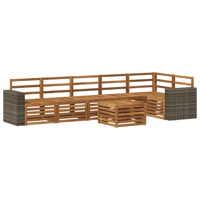 Set canapea sectională 7 pcs natural Lemn Solid de Acacia WALTI