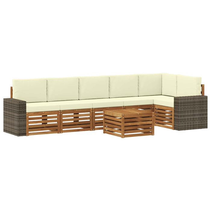 Set canapea sectională cu pernă 7 pcs Natural și Crem WALTI