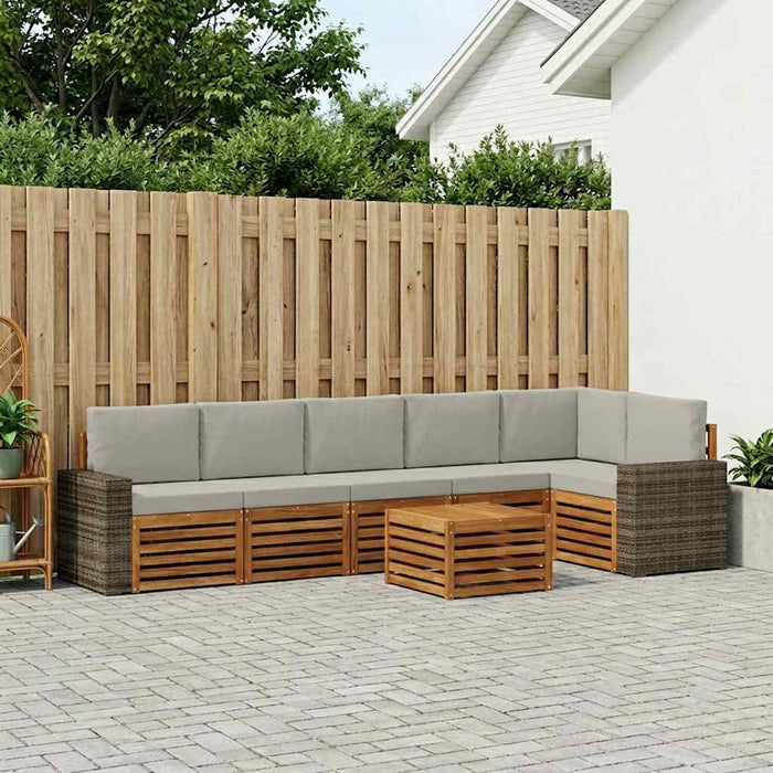 Set canapea sectională cu pernă 7 pcs Natural și gri deschis WALTI