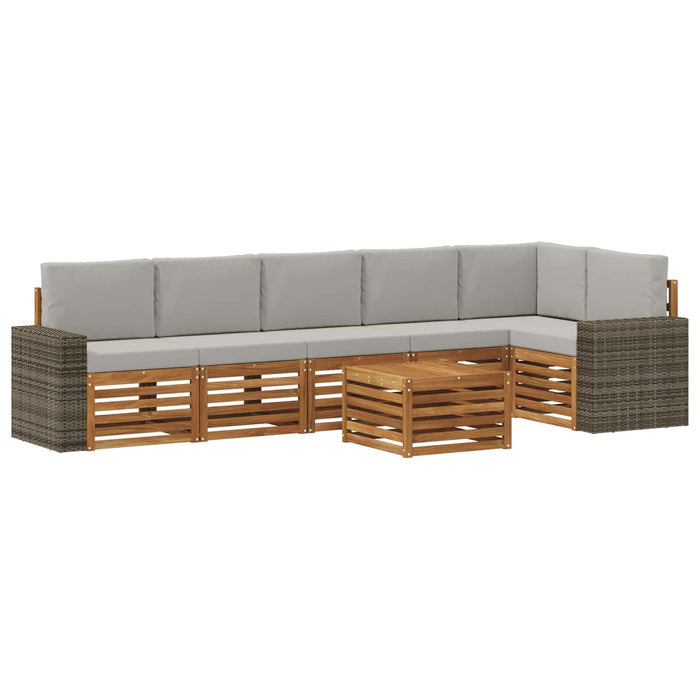 Set canapea sectională cu pernă 7 pcs Natural și gri deschis WALTI