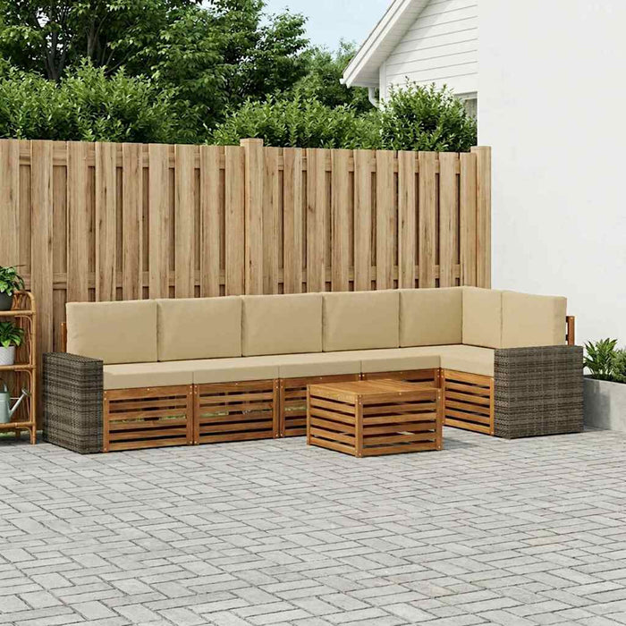 Set canapea sectională cu pernă 7 pcs Natural și Bej WALTI