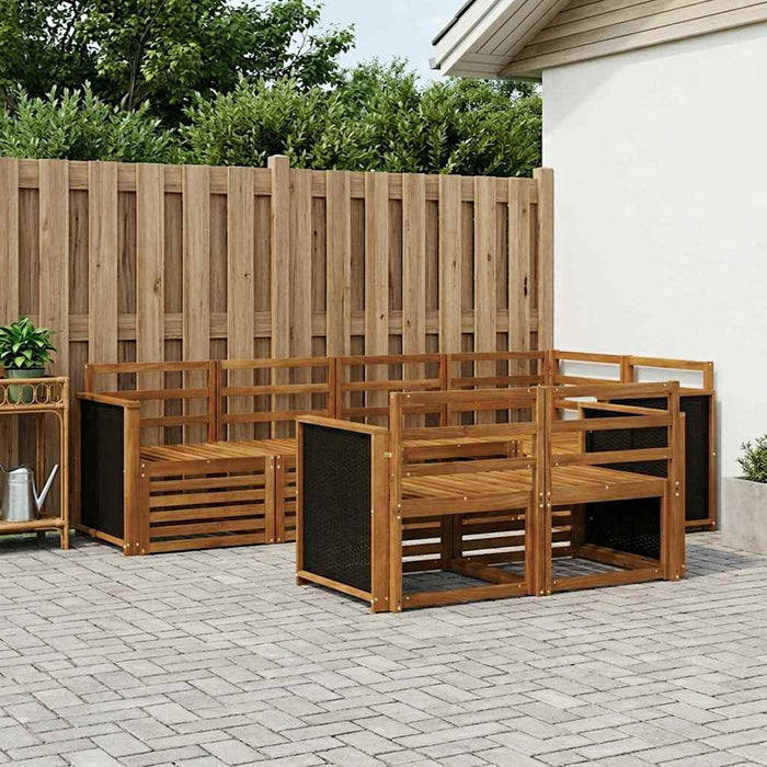 Set canapea sectională 6 pcs natural Lemn Solid de Acacia WALTI