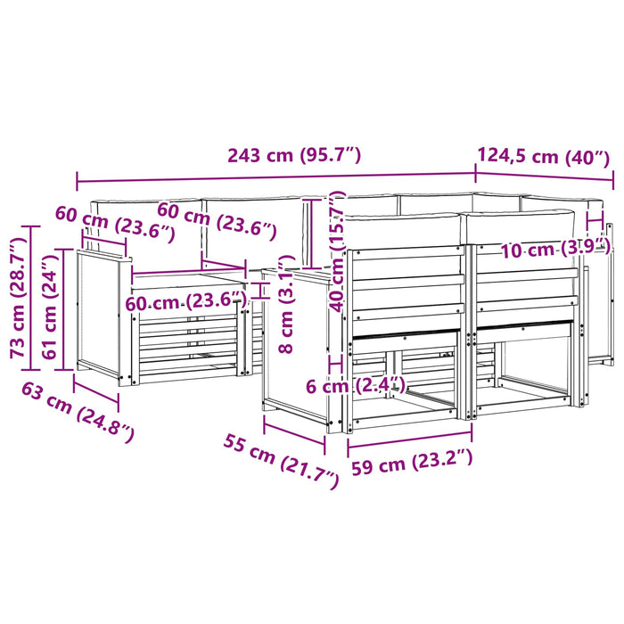 Set canapea sectională cu pernă 6 pcs Natural și Antracit WALTI
