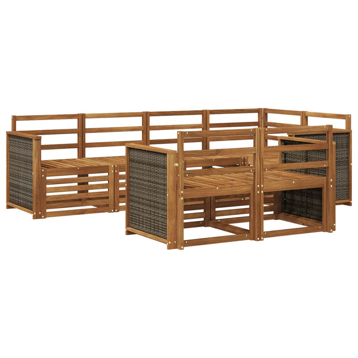 Set canapea sectională 6 pcs natural Lemn Solid de Acacia WALTI