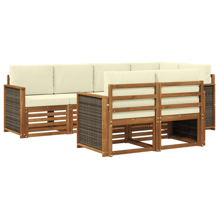 Set canapea sectională cu pernă 6 pcs Natural și Crem WALTI