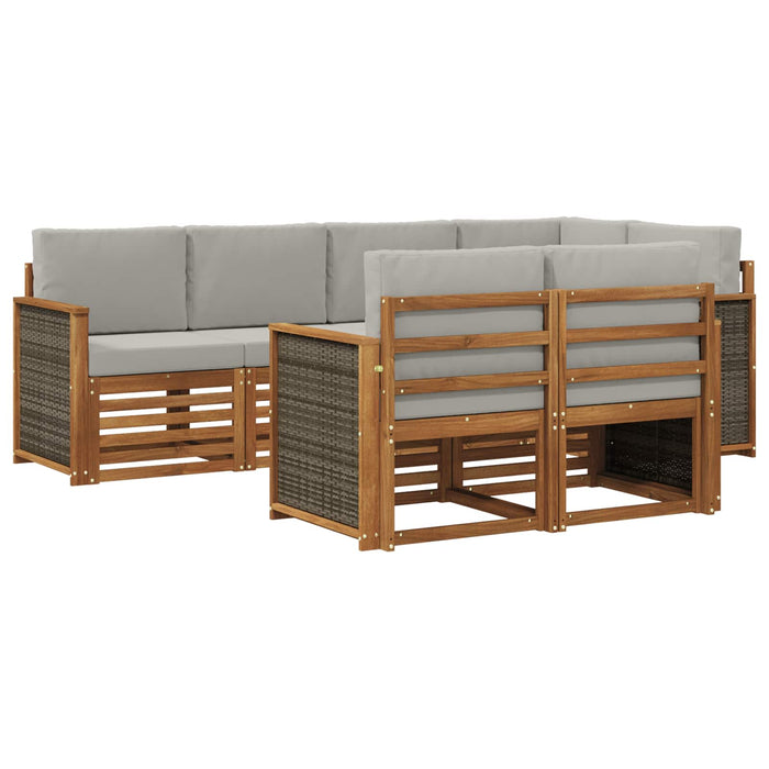 Set canapea sectională cu pernă 6 pcs Natural și gri deschis WALTI